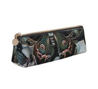 LRHCNZDCP Moth That Looks Like a Peacock Printed Leather Pencil Case - Triangle Zipper Cute Pencil Pouch Pencil Box for School & Office