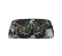LRHCNZDCP Moth that Looks Like a Peacock Printed Pencil Case Leather Pen Pencil Pouch Makeup Bag with Silver Zipper for Teen Girls Boys Men Women
