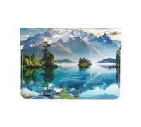 LRHCNZDCP Mountain Lake View Sunny Day Nature Printed Laptop Sleeve 13-Inch Leather Laptop Case Computer Bag Cover for Travel, Work, Business