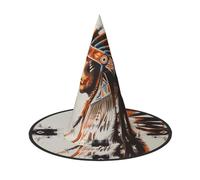 LRHCNZDCP Native American Printed Halloween Witch Hat for Women Men Festive Parties Cosplay Halloween Accessories, 3 PCS
