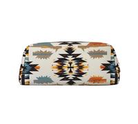 LRHCNZDCP Native American Printed Pencil Case Leather Pen Pencil Pouch Makeup Bag with Gold Zipper for Teen Girls Boys Men Women