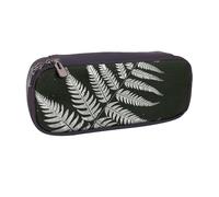 LRHCNZDCP Natural Plant Silhouette Fern Leaf Printed Pencil Case Holder Large Capacity Leather Pen Pencil Pouch Box Organizer for School Office College Adult Boys Girls