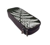 LRHCNZDCP Natural Plant Silhouette Fern Leaf Printed Pencil Case Holder Leather Cute Pen Pencil Pouch School Office College Pencil Box Organizer for Adult Boys Girls