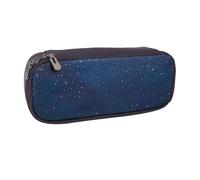 LRHCNZDCP Navy Blue Space and Stars Printed Pencil Case Holder Large Capacity Leather Pen Pencil Pouch Box Organizer for School Office College Adult Boys Girls
