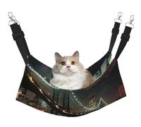LRHCNZDCP New York Manhattan Bridge Night Print Cat Hammock Bed, Soft Double-Layered Hanging Pet Bed for Small Pet, M
