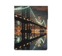 LRHCNZDCP New York Manhattan Bridge Night Printed Laptop Case 13-Inch Leather Laptop Sleeve Computer Bag Cover for Travel, Work, Business