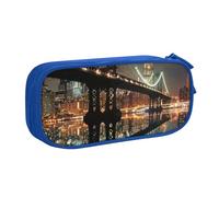 LRHCNZDCP New York Manhattan Bridge Night Printed Pencil Case Pouch Cute Pencil Pen Case Pencil Box Pen Bag for School Office, Blue