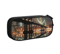 LRHCNZDCP New York Manhattan Bridge Night Printed Pencil Case Pouch Cute Pencil Pen Case Pencil Box Pen Bag for School Office, Black