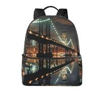 LRHCNZDCP New York Manhattan Bridge Night Printed School Bag Bookbag Laptop Backpack Stylish Lightweight Backpack Travel Backpack for Kids Boys Girls