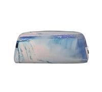 LRHCNZDCP Niagara Falls Printed Pencil Case Leather Pen Pencil Pouch Makeup Bag with Silver Zipper for Teen Girls Boys Men Women