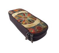 LRHCNZDCP Old Medallion Pattern Printed Pencil Case Holder Leather Cute Pen Pencil Pouch School Office College Pencil Box Organizer for Adult Boys Girls