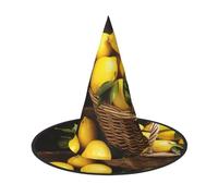 LRHCNZDCP One Basket Lemons Printed Halloween Witch Hat for Women Men Festive Parties Cosplay Halloween Accessories, 2 PCS