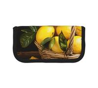 LRHCNZDCP One Basket Lemons Printed Pen Pencil Case Canvas Makeup Bag Gadget Pen Bag Pencil Box with Zipper