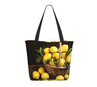 LRHCNZDCP One Basket Lemons Printed Shopping Bag Tote Bag Large Shoulder Bag Lightweight Handbag Women Laptop Bags for Work Travel Shopping