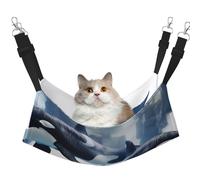 LRHCNZDCP Orca Killer Whale Print Cat Hammock Bed, Soft Double-Layered Hanging Pet Bed for Small Pet, L