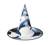 LRHCNZDCP Orca Killer Whale Printed Halloween Witch Hat for Women Men Festive Parties Cosplay Halloween Accessories, 1 PC
