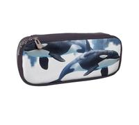 LRHCNZDCP Orca Killer Whale Printed Pencil Case Holder Large Capacity Leather Pen Pencil Pouch Box Organizer for School Office College Adult Boys Girls
