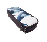 LRHCNZDCP Orca Killer Whale Printed Pencil Case Holder Leather Cute Pen Pencil Pouch School Office College Pencil Box Organizer for Adult Boys Girls