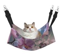 LRHCNZDCP Orchid Flower Butterfly Soft Fresh Spring Print Cat Hammock Bed, Soft Double-Layered Hanging Pet Bed for Small Pet, L
