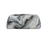 LRHCNZDCP Oriental Marble Stone Printed Pencil Case Leather Pen Pencil Pouch Makeup Bag with Gold Zipper for Teen Girls Boys Men Women