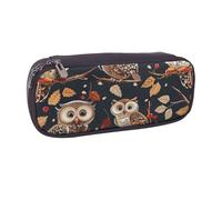 LRHCNZDCP Owls on Tree Branche Printed Pencil Case Holder Large Capacity Leather Pen Pencil Pouch Box Organizer for School Office College Adult Boys Girls