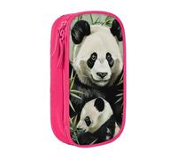 LRHCNZDCP Panda Bamboo Printed Pencil Case Pouch, Cute Pencil Pen Case Pencil Box Pen Bag for School Office,Pink