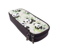 LRHCNZDCP Pandas Bamboo Printed Pencil Case Holder Leather Cute Pen Pencil Pouch School Office College Pencil Box Organizer for Adult Boys Girls