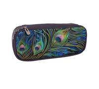 LRHCNZDCP Peacock Feather 1 Printed Pencil Case Holder Large Capacity Leather Pen Pencil Pouch Box Organizer for School Office College Adult Boys Girls