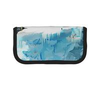LRHCNZDCP Penguin on The Iceberg Printed Pen Pencil Case Canvas Makeup Bag Gadget Pen Bag Pencil Box with Zipper