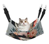LRHCNZDCP Penguin Wearing Flowers Print Cat Hammock Bed, Soft Double-Layered Hanging Pet Bed for Small Pet, L