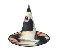 LRHCNZDCP Penguin Wearing Flowers Printed Halloween Witch Hat for Women Men Festive Parties Cosplay Halloween Accessories, 3 PCS