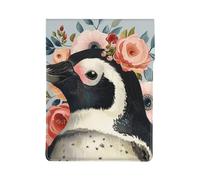LRHCNZDCP Penguin Wearing Flowers Printed Laptop Case 13-Inch Leather Laptop Sleeve Computer Bag Cover for Travel, Work, Business