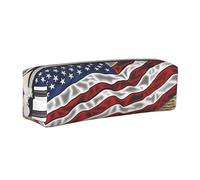 LRHCNZDCP Pigeon and US Flag Printed Leather Pencil Case - Cute Zipper Pencil Pouch Pencil Box for School & Office