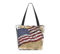 LRHCNZDCP Pigeon and US Flag Printed Shopping Bag Tote Bag Large Shoulder Bag Lightweight Handbag Women Laptop Bags for Work Travel Shopping