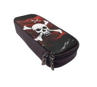LRHCNZDCP Pirate Flag Printed Pencil Case Holder Leather Cute Pen Pencil Pouch School Office College Pencil Box Organizer for Adult Boys Girls
