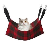 LRHCNZDCP Plaid Red and Black Print Cat Hammock Bed, Soft Double-Layered Hanging Pet Bed for Small Pet, L