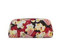 LRHCNZDCP Popcorn Print Printed Pencil Case Leather Pen Pencil Pouch Makeup Bag with Gold Zipper for Teen Girls Boys Men Women