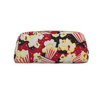 LRHCNZDCP Popcorn Print Printed Pencil Case Leather Pen Pencil Pouch Makeup Bag with Silver Zipper for Teen Girls Boys Men Women