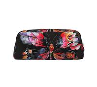 LRHCNZDCP Pretty Butterfly Print Printed Pencil Case Leather Pen Pencil Pouch Makeup Bag with Gold Zipper for Teen Girls Boys Men Women