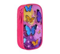 LRHCNZDCP Purple Butterflies Printed Pencil Case Pouch Pink, Cute Pencil Pen Case Pencil Box Pen Bag for School Office