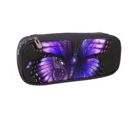 LRHCNZDCP Purple Butterfly 1 Printed Pencil Case Holder Large Capacity Leather Pen Pencil Pouch Box Organizer for School Office College Adult Boys Girls