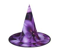 LRHCNZDCP Purple Lily Flowers Printed Halloween Witch Hat for Women Men Festive Parties Cosplay Halloween Accessories, 2 PCS