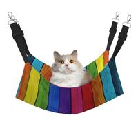LRHCNZDCP Rainbow Colored Wood Background Print Cat Hammock Bed, Soft Double-Layered Hanging Pet Bed for Small Pet, M