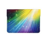 LRHCNZDCP Rainbow Colorful Stripe Printed Laptop Sleeve 13-Inch Leather Laptop Case Computer Bag Cover for Travel, Work, Business