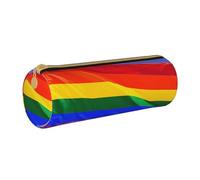 LRHCNZDCP Rainbow Flag Printed Leather Pencil Case Round Zipper Cute Pencil Pouch Pencil Box for School & Office