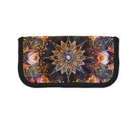 LRHCNZDCP Rectangle Mandala Art Printed Pen Pencil Case Canvas Makeup Bag Gadget Pen Bag Pencil Box with Zipper