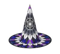 LRHCNZDCP Rectangle Mandala print Printed Halloween Witch Hat for Women Men Festive Parties Cosplay Halloween Accessories, 1 PC