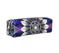 LRHCNZDCP Rectangle Mandala Print Printed Leather Pencil Case - Cute Zipper Pencil Pouch Pencil Box for School & Office