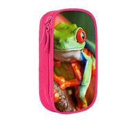 LRHCNZDCP Red Eyes Tree Frog Printed Pencil Case Pouch, Cute Pencil Pen Case Pencil Box Pen Bag for School Office,Pink