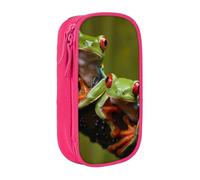 LRHCNZDCP Red Eyes Tree Frogs Printed Pencil Case Pouch, Cute Pencil Pen Case Pencil Box Pen Bag for School Office,Pink